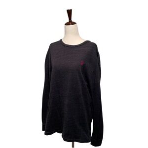 Mens Charcoal Polo Long Sleeve